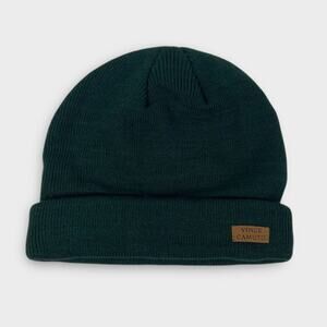 Vince Camuto Ribbed Knit Cuff Beanie in Dark Green NEW